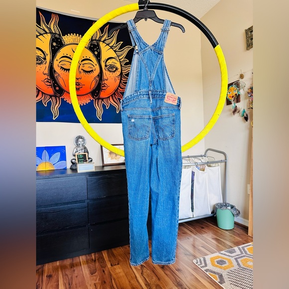 LEVI'S Distressed Skinny Leg Full Length Overalls - Picture 2 of 9